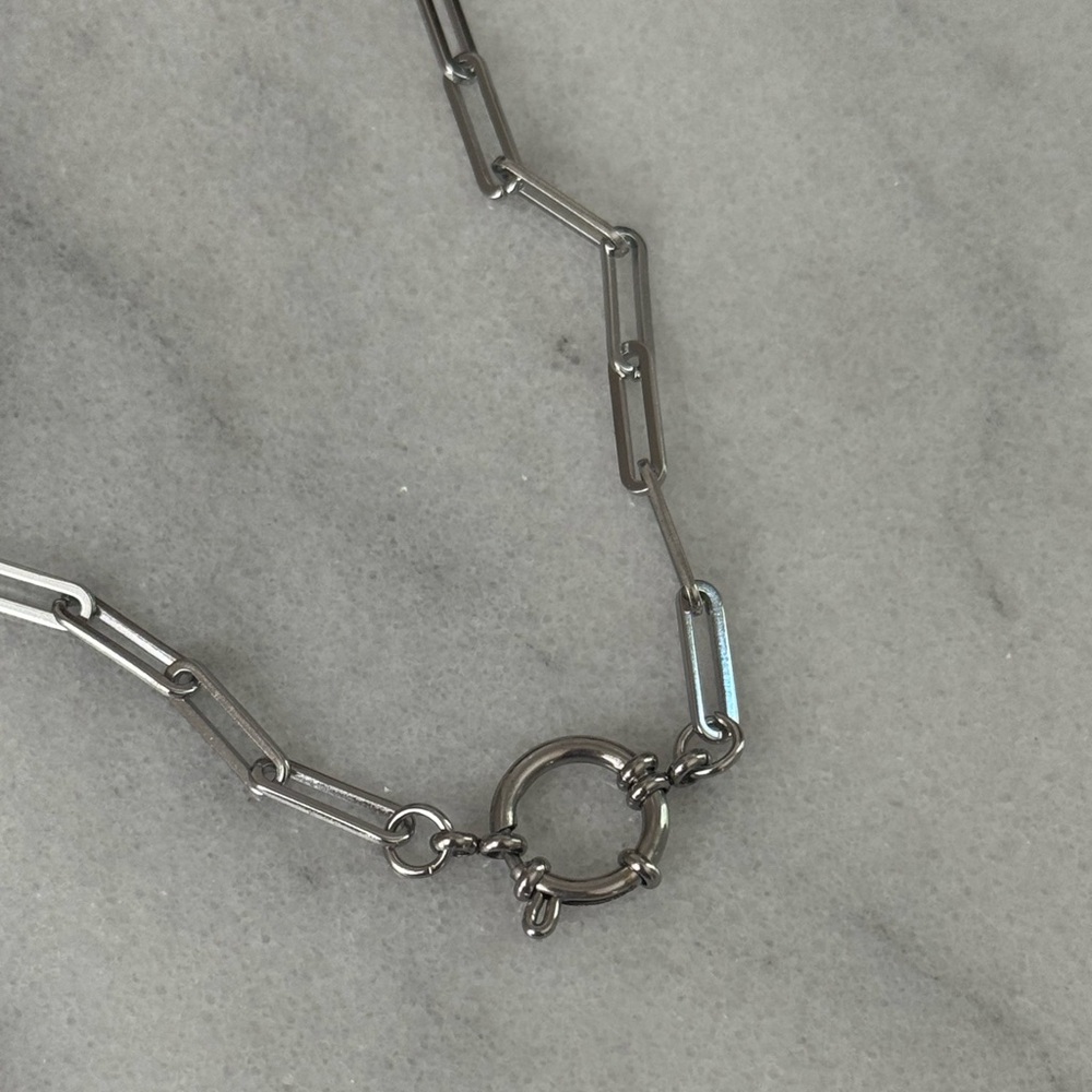Silver Chain Link Clasp Charm Necklace 

Brand New